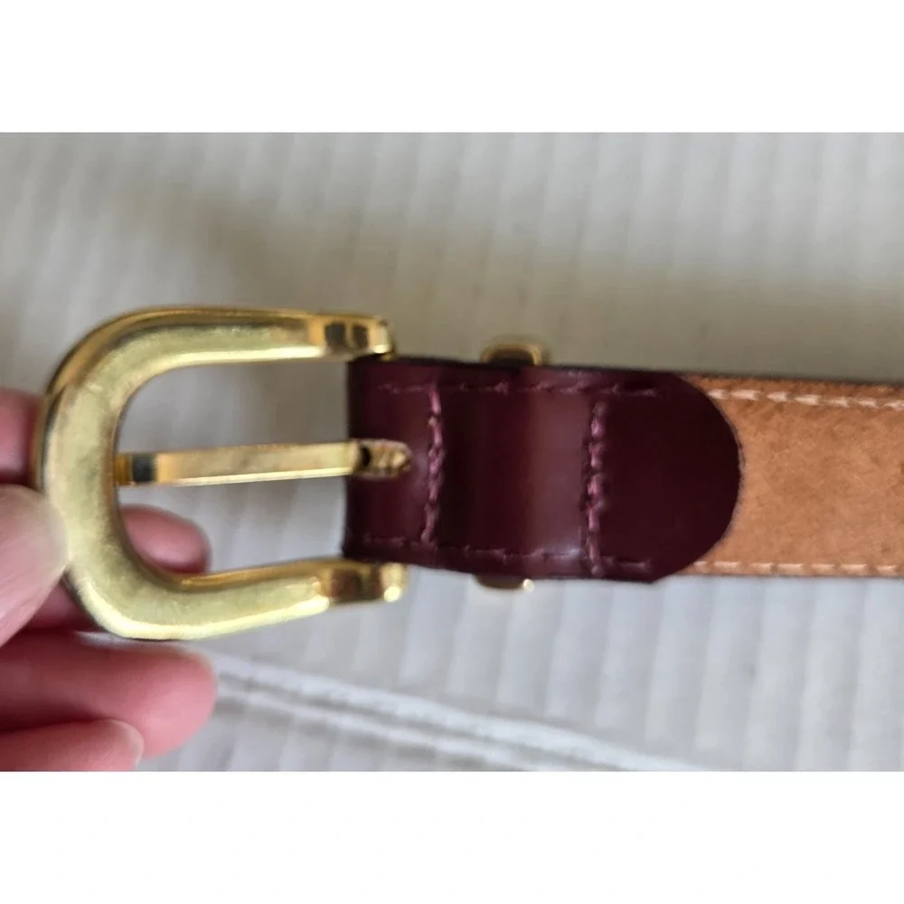 USA Genuine Leather Classic Dress Belt Wine Burgundy Red Gold Buckle 1X 36-39
